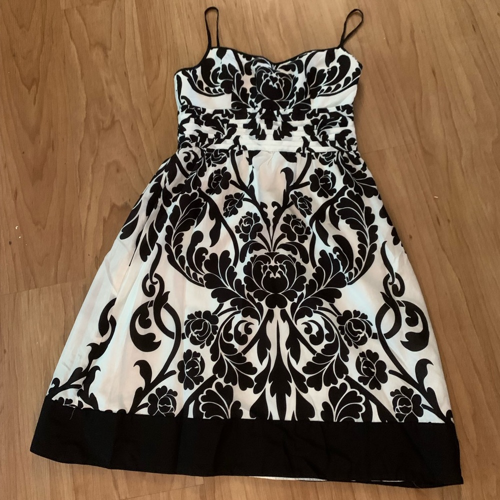 Ann Taylor Black and White Floral Dress